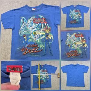 Vintage Yu-Gi-Oh T Shirt Youth Boys Large Blue Its‎ Time To Duel Graphic 2000s